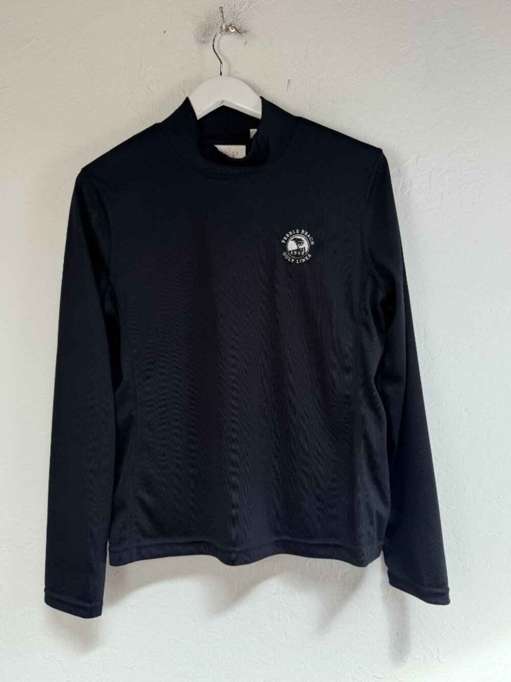 EP Pro Pebble Beach Golf Links Mock Neck Top Shirt Black Tour Dry Womens Large